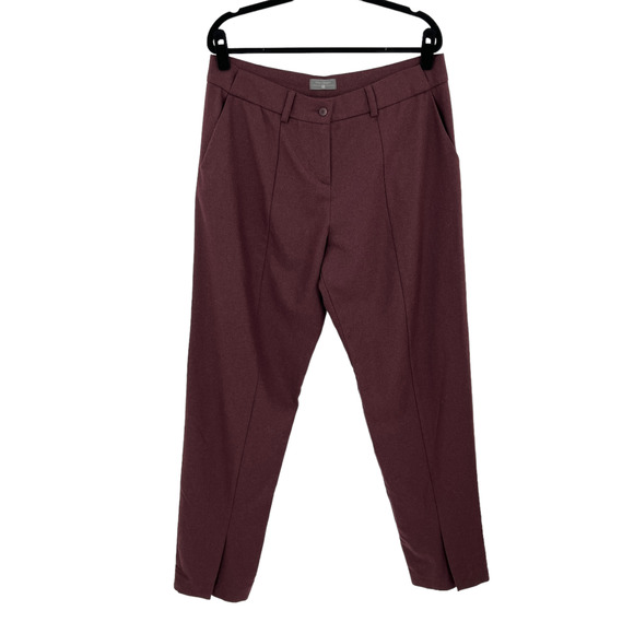 Lilith Burgundy Wool Blend Pants Italian Fabric